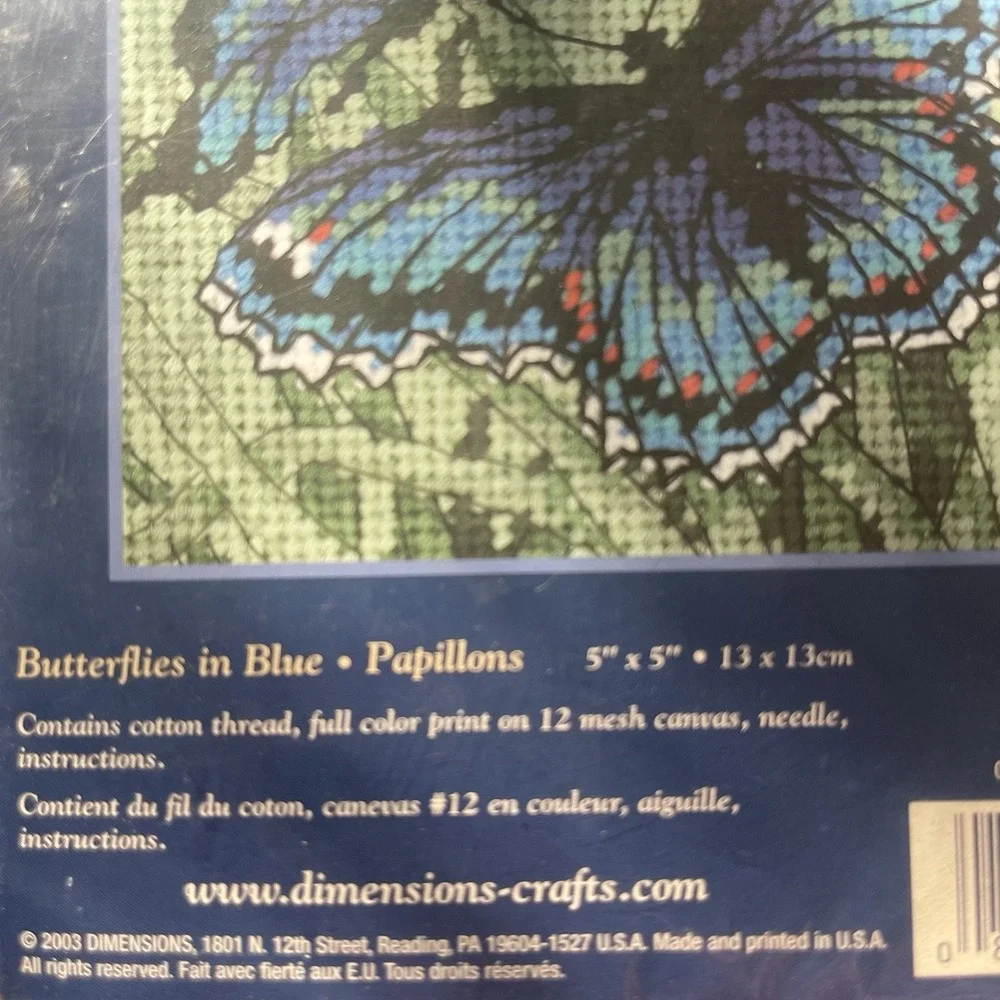 Vintage‎ Dimensions Creative Accents Needlepoint Kit Blue Butterflies Unopened@